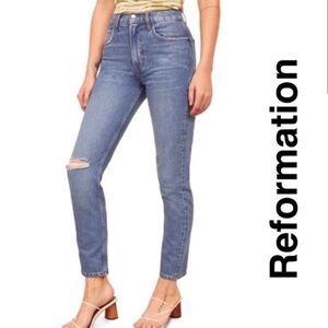 Reformation Jeans Julia Crop High Cigarette Jean Shasta Destroyed 29